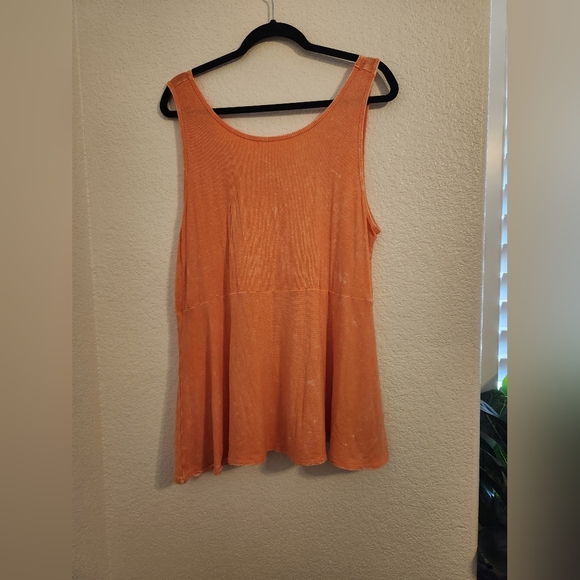 Torrid Tank Top Coral Ribbed Peplum- Ribbed Mineral Wash Size 3 NWOT - Picture 2 of 12